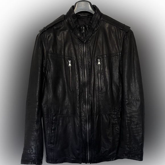 HUGO BOSS black leather jacket in mint condition. - Picture 1 of 8